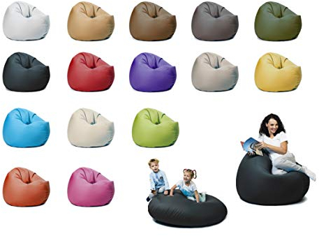 sunnypillow XL Sitzsack mit Styropor Füllung 100 cm Durchmesser 2-in-1 Funktionen zum Sitzen und Liegen Outdoor & Indoor für Kinder & Erwachsene viele Farben und Größen zur Auswahl Schwarz