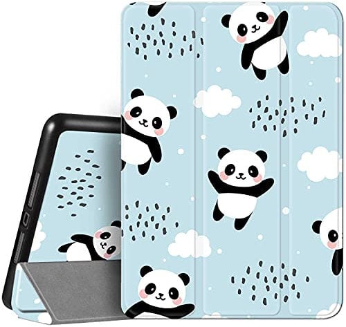 Hi Space iPad 9th 8th 7th Generation Case iPad 10.2 Case with Pencil Holder 2021 2020 2019, Pandas Blue Cute Cloud Protective Shockproof Cover Auto Sleep Wake for A2270 A2428 A2429 A2197 A2198 A2200
