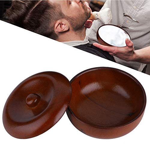 Wooden Shaving Bowl with Lid, Men's Soap Cream Shaving Brush Bowl Soap Container Shaving Cup Face Cleaning Tools Men Foaming Bowl with Cover