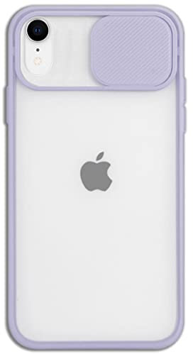 Mixroom - Cover Custodia per Apple iPhone XR Protezione Fotocamera con finestrino Scorrevole in Silicone TPU Semi Trasparente Lilla