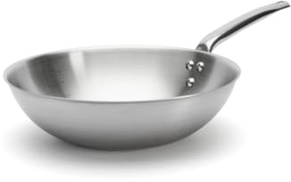 DE BUYER - Alchimy 3-Layer Stainless Steel Wok - 32 cm - Made in France, PFAS Free, Cooking Control, Stainless Steel 18/10, Suitable for All Heat Sources and ovens, Polished Brushed Finish