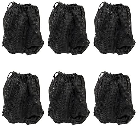 6 pcs Large Pump Barrier Bag,18.5x 18.5 With Drawstring Pond Mesh Pump Filter Bag For Pond Biofilters Aquarium Filtration And Outdoor Swimming Pool Media Bags(Black)