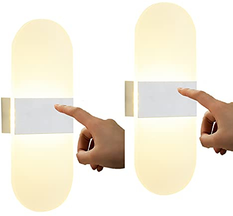 VOMI 2 Stück LED Akku Wandlampe Kabellos Batteriebetrieben LED Wandleuchte Innen Berührungssteuerung Dimmbare Bilderleuchte mit USB-Kabel Wiederaufladbar Magnetisch Nachtlicht für Treppe Spiegel Flur