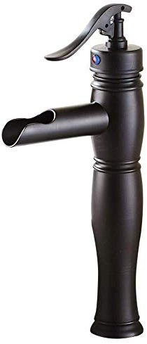 LHTCZZB Mischbatterie Retro Schwarz Einhandarmaturen Bronze Gebürstet Wasserhahn Küchenarbeitsplatte Waschbecken Wasserhahn Bad Messing Öl Wasserhähne Antik Bad Wasserfall Waschtischarmaturen