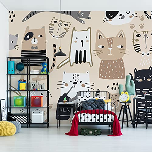 Muralo Papier Peint Intissé Enfants Amusant Chaton - 368x254 cm | Revêtement mural panoramique, pose facile, motif haute définition - univers enfant pour chambre et jeux