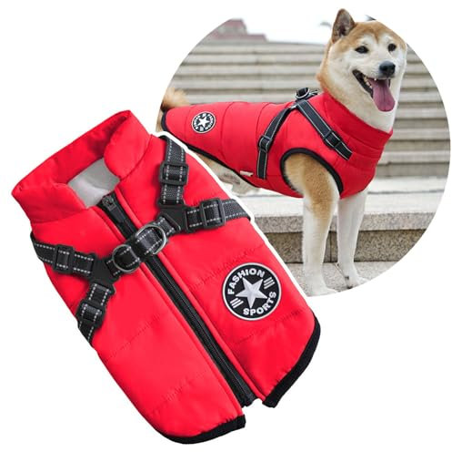 2-in-1-Hunde-Wintermantel für Große Hunde, Warme Gepolsterte Hundeweste für Kaltes Wetter, Bekleidung
