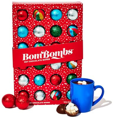 BomBombs Kakao-Bomben Geschenkset - 24 Stück für den Adventskalender | 24 Kakaobomben mit Marshmallows in 5 Sorten wie S'Mores und Karamell - ideal für Adventskalender - By Thoughtfully
