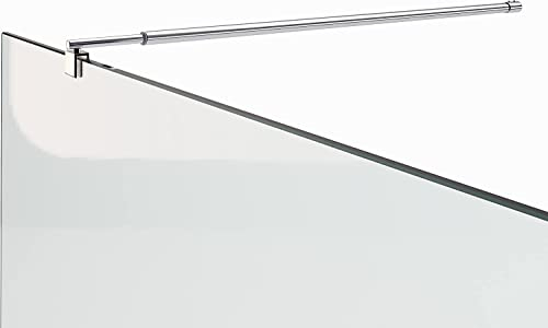 i-flair schwarze Haltestange für 6/8/10 mm Walk In Duschwände mit drehbarem 360° Gelenk - Stabilisator aus V2A Edelstahl mit Verstellbereich 70-118 cm für Glasduschen 22BM