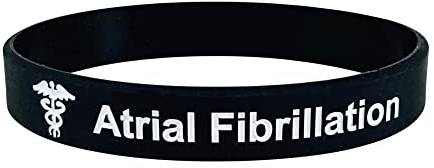 Vorhofflimmern Armband Medizinisches ID-Armband Unregelmäßiger Herzschlag Blutverdünner Alert Schmuck Schmuck Sanitäter Silikon Unisex Geschenk (1 Band Only - Black)