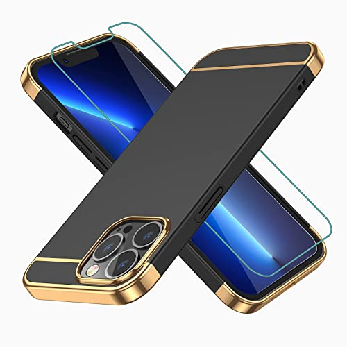 MOFI Ultradünne Schutzhülle für iPhone 13 Pro, stoßfeste Schutzhülle mit [1 x Displayschutzfolie] Hardcover (6,1 Zoll) 2021 - Schwarz