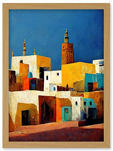 Doppelganger33 LTD Morocco Skyline Cityscape Modern Artwork Framed Wall Art Print A4