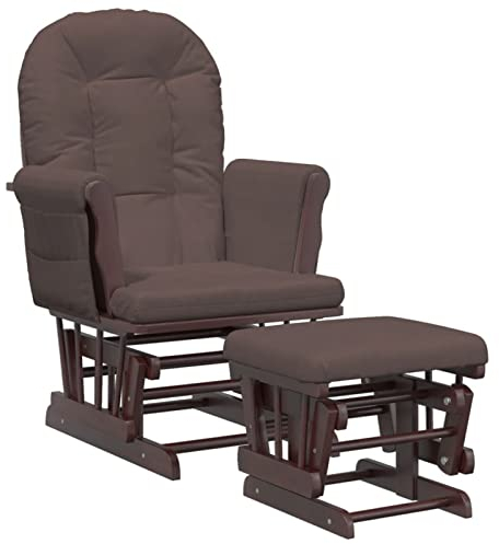 Tidyard Schaukelsessel mit Hocker Relaxsessel Schaukelstuhl Relaxstuhl Schwingsessel Sessel Stuhl Stillstuhl Gleitend Schwingstuhl Ruhesessel Maximale Tragfähigkeit (pro Sitz): 110 kg Braun