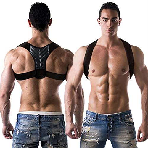 Einstellbarer Haltungskorrektor Für Das Schlüsselbein Männer Frauen Obere Rückenstütze Schulter Lenden Stützgurt Korsett Nacken Schulter Schmerzlinderung Anti Buckliger (Color : Black, Size : XL)