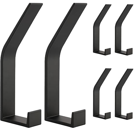 HauSun Kleiderhaken 6 Stück zum Schrauben, Modern Wand Garderobenhaken, Handtuchhaken zum Bohren, Garderobenleiste für Schlafzimmer Bad Küche Garderobe Garderobenleiste Wandgarderobe (Schwarz)