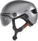 ABUS Stadthelm HUD-Y ACE - stylischer Fahrradhelm mit Visier und magnetischem, aufladbarem LED-Rücklicht - für Damen und Herren - Silber, Größe S