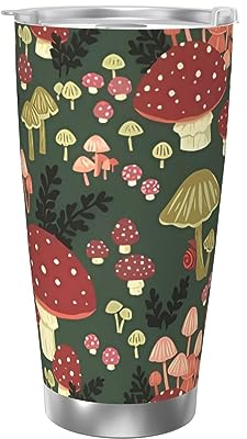 UNIOND Bright Mushrooms Art 20 oz Coffee Cup Reusable Stainless Steel Travel Tumbler for Cold and Hot Drinks Insulated Coffee Mug for All Standard Car Cup Holders