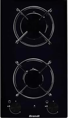 BRANDT Domino gaz BPG3200B, Verre trempé, Allumage intégré