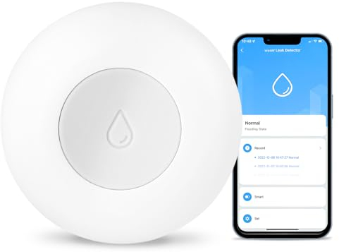 Vusddy WLAN & Zigbee Wassermelder Wasseralarm, Smart Wassersensor mit Batterie, WiFi Wasserleckdetektor für Küche, Keller, Badezimmer, Alarm über die Tuya-App, kompatibel mit Alexa & Homekit