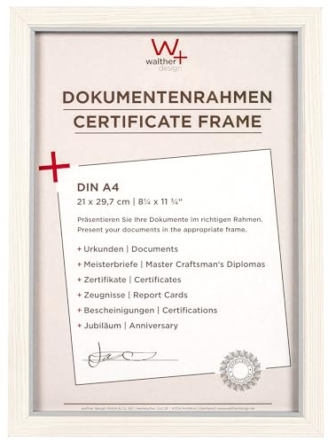 walther design Bilderrahmen DIN A4 21x29,7 cm Weiss, Hygge Holzrahmen, NC130W