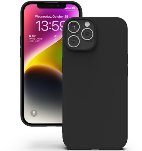 YATWIN Hülle für iPhone 13 Pro Max, Silikon Handyhülle mit Futter, 1mm Kamera und Displayschutz, Dünn & Leicht, Anti Kratzer Case, Schwarz