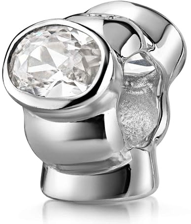 MATERIA by Matthias Wagner Zirkonia Beads Silber 925 - Damen Charm Anhänger weiß 618