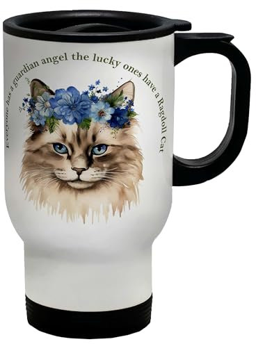 Shopagift Guardian Angel Travel Mug Lucky Ones Have a Ragdoll Cat Stainless Steel 14oz Cup