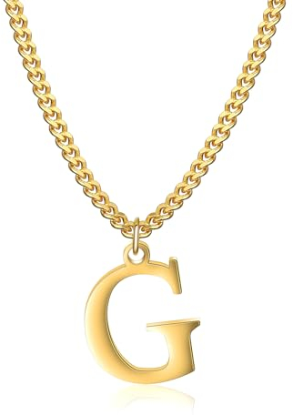 Symretie Goldkette mit Buchstaben G,14K Gold Vergoldet Initial Halskette,Edelstahl Kette mit G,Gold kettenanhänger kette für Damen Mädchen