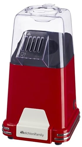 Melchioni Family | Macchina per Pop Corn MRS POPPY, 110W, Riscaldamento ad Aria, Senza Olio e Grassi, Colore Rosso