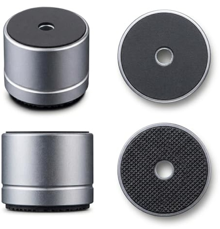 DolDer 4 Pezzi Piedini in Alluminio per Apparecchiature HiFi Assorbitori con Alta Stabilità e Ammortizzatori in Gomma 30 x 23mm Piedini Ammortizzati per Altoparlanti (23mm Altezza Argento)