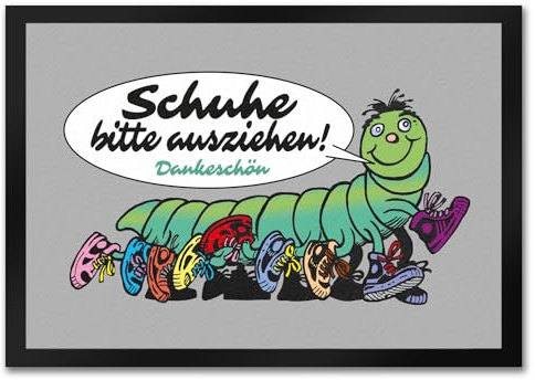 speecheese Tausendfüßler Fußmatte in 35x50 cm mit Spruch Schuhe Bitte ausziehen - Dankeschön Perfekt für Haustüre und Hauseingang Turnschuhe Sneaker und High Heels ausziehen