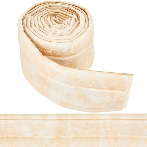 CRASPIRE 88.5 x 3in White Marbel Crown Molding Peel and Stick Self Adhesive Flexible Foam Trim Sticky Decorative Wallpaper Border 3D Wall Edging Line Foam Baseboard Mirror Wall Base Hotel DIY Decor