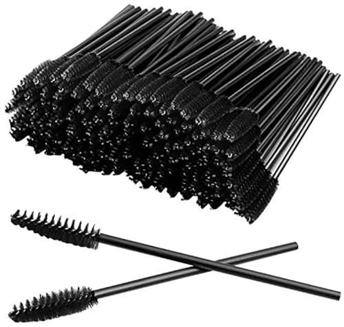 50 Pcs Disposable Eyelash Mascara Brushes, Wands Applicator Eyebrow Brush Makeup Kit, Eyebrow Castor Oil Brush Makeup Tool (Black)