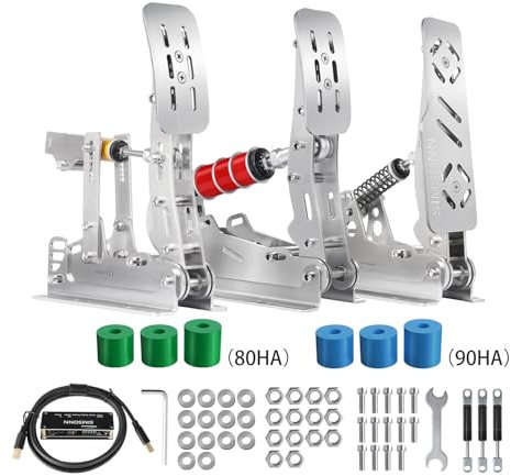 SIMSONN Plus X Sim Racing Pedas PC Racing Simulator Drucksensor Lastzelle HE Hydraulikpedale Unterstützung für haptische Pedals Reactor Silber (P3-H3)