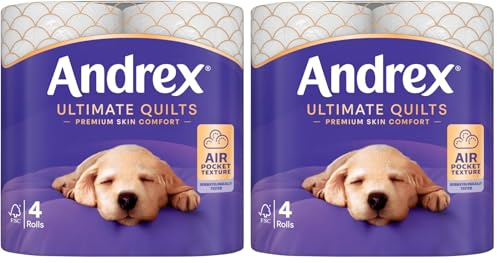 Andrex® Supreme Quilts Toilet Tissue, 4 Quilted Toilet Rolls White (Pack of 2)