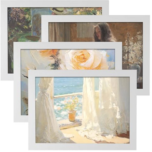 Xpieoyrm 4 Pièces 15x20 cm Cadre Photo, 8 Zoll Cadre photo en bois avec verre acrylique, cadre stable en bois MDF avec verre acrylique, Cadre pour puzzle, pour Chambre, Bureau, Salon, Galerie