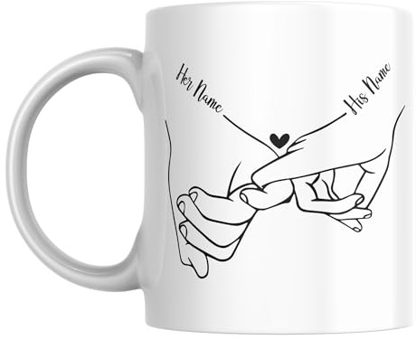SUBLIX Custom Couple's Mug | Personalized Love Design with Names | Romantic 11 oz Ceramic Coffee Cup | Gift for Anniversary, Wedding, Valentine's Day, or Special Occasions