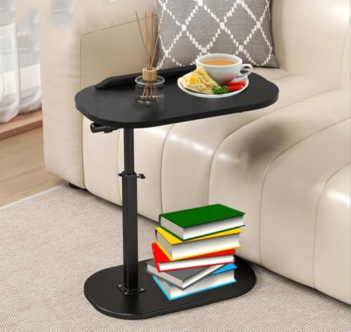 GHKWXUE Höhenverstellbarer C-beistelltisch Sofa,17.7 Zoll Desktop 360°schwenkbare Tabletttische,0-90°neigbarer Laptoptisch,Mit Abnehmbarer Schallwand Couch-Beistelltisch,Bett beistelltisch,Walnuss