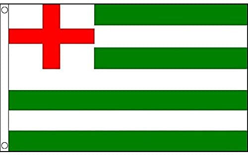 - Bandiera a righe verde/bianca - 150x90 cm - 100D poliestere Bristish storico Banner con due occhielli in metallo - Resistente allo sbiadimento - Colori vivaci - 3' x 5' piedi - 3x5 Ft