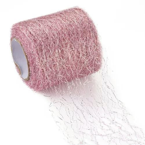 Ruban en Tulle Creux de 75 mm, 20 mètres, Motif Toile d'araignée, décoration Artisanale - Rose