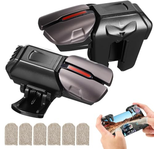 DIYEAH Trigger Ergonomisch und Stabil Handy Gamecontroller mit 3 Paar Fingerhandschuhen PC Material Hochsensible Tasten für Smartphone Gaming Zubehör