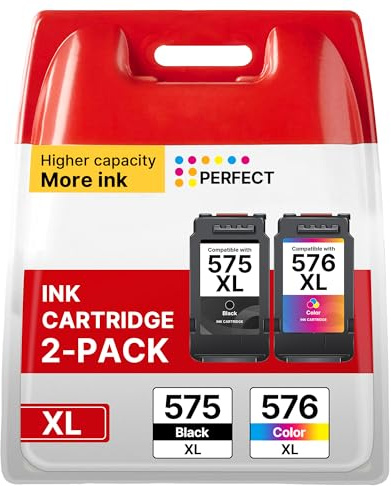 575XL 576XL 1Black 1TriColour Replacement for Canon 575 576 Ink Cartridges | 575 576 XL Ink Cartridges Black and Colour Compatible for Canon Pixma PIXMA TS3550i TS3551i TS3750i TR4750i TR4751i printer