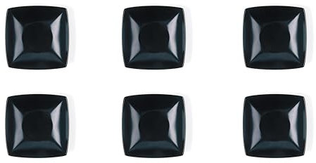 Excelsa Eclipse Set 6 Piatti Fondi Quadrati in Ceramica, Nero Opaco