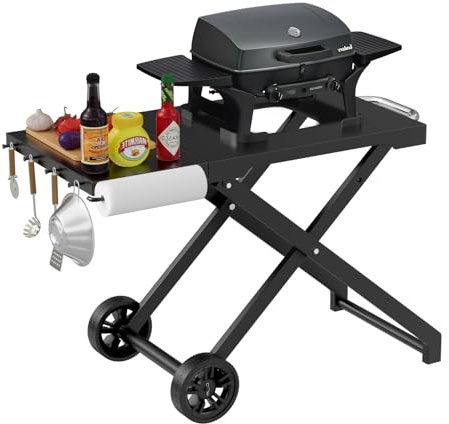 GriHero Rollbar Trolley für Enders Gasgrill Urban Serie, Faltbarer Grilltisch Outdoor BBQ Grilltisch Grillwagen mit Beistelltisch für Camping