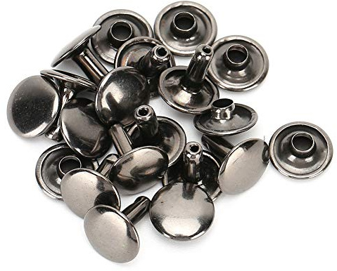 Eujgoov 200 Stück 10x10mm Doppel Kappe Nieten Eisen Verrostbar Rostschutz für Schuhe Leicht zu Installieren Ledertaschen Kleidung Reparatur (Schwarz)