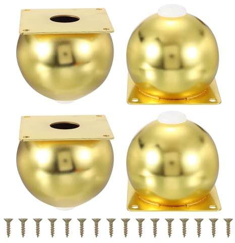 QUARKZMAN Füße Für Möbel Set Aus 4 Stück Hochwertige Metall-Kugelfüße Mit Gummipolstern Für Kommode Sofa Tisch Bett Und Schrank (3.94 Gold)