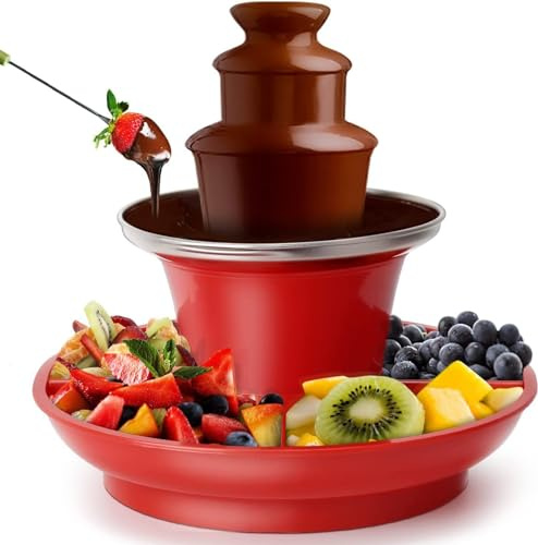 Fontaine à chocolat à 3 étages avec assiette à fruits, fondue au chocolat, fonction de fonte, triple machine à chocolat, kit pour anniversaire, mariage