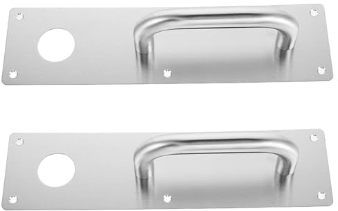 KOMBIUDA Maniglia per Porta Scorrevole in Acciaio Inox 2 Pezzi con Foro Serratura Maniglia a Tirare e Spingere per Porte Tagliafuoco e Porte Interne Set 80X300X15 MM per Uso Commerciale
