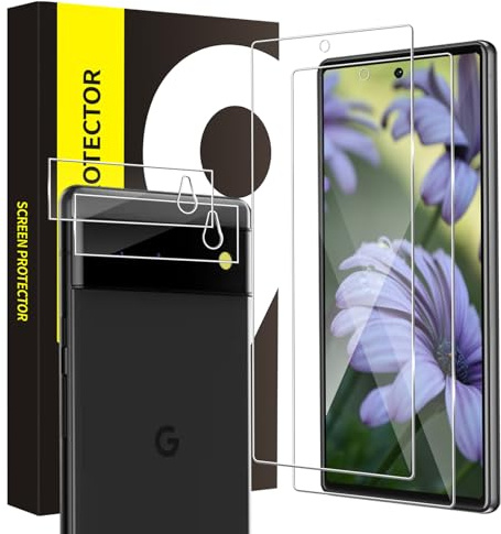Bodyguard 2+2 pièces Verre Trempé pour Google Pixel 6, Dureté 9H protection écran, Caméra Protecteur, 2.5D Couverture Complète, pas de bulles, Haute Sensibilité, Haute définition Pixel 6 protection
