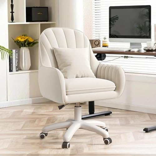 WXJHL Home Office Stuhl Samt-Schminkstühle Niedlicher Schminktischstuhl mit Rollen Computerstühle mit mittlerer Rückenlehne Höhenverstellbarer Kleiner drehbarer Rollstuhl