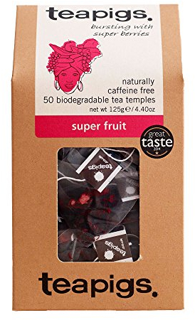 teapigs Super Fruit Herbal Tea Bags - Blend with Hibiscus and Berries for a flavourful brew - Naturally Caffeine-Free - 50 Eco-Friendly Biodegradable Tea Temples (1 Pack)